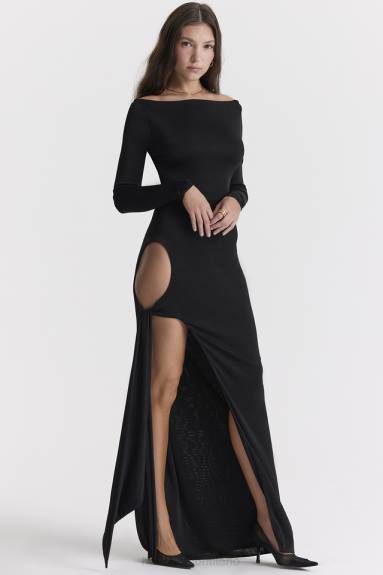 vestiario esso House of CB Abito maxi ritagliato nero Marella X44T281
