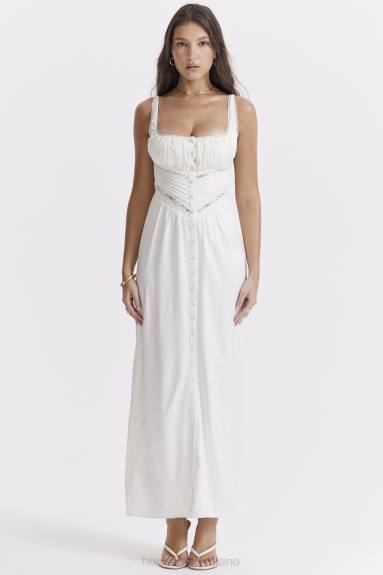 vestiario esso House of CB Illiana maxi abito in vera seta avorio X44T222