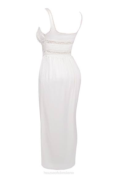 vestiario esso House of CB Illiana maxi abito in vera seta avorio X44T222