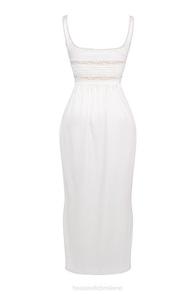 vestiario esso House of CB Illiana maxi abito in vera seta avorio X44T222