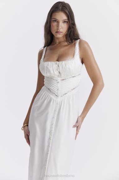 vestiario esso House of CB Illiana maxi abito in vera seta avorio X44T222
