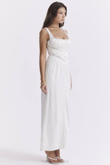 vestiario esso House of CB Illiana maxi abito in vera seta avorio X44T222