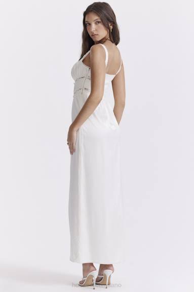 vestiario esso House of CB Illiana maxi abito in vera seta avorio X44T222