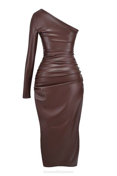 vestiario esso House of CB Maxi abito Octavia in pelle vegana cacao X44T130