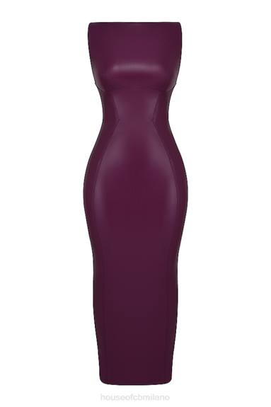 vestiario esso House of CB Maxi abito in pelle vegana Sahara Merlot X44T280