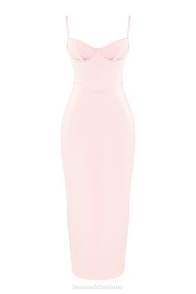 vestiario esso House of CB Stefania abito lungo con corsetto morbido color pesca X44T156