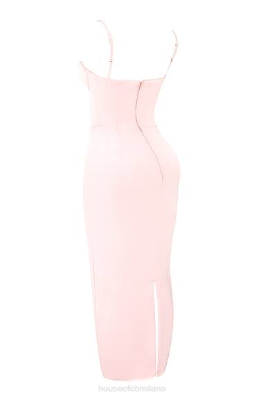 vestiario esso House of CB Stefania abito lungo con corsetto morbido color pesca X44T156