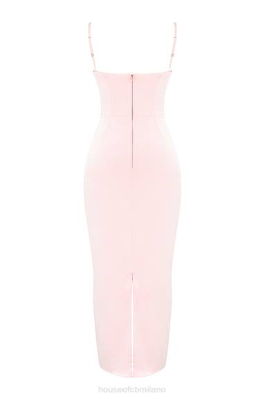 vestiario esso House of CB Stefania abito lungo con corsetto morbido color pesca X44T156