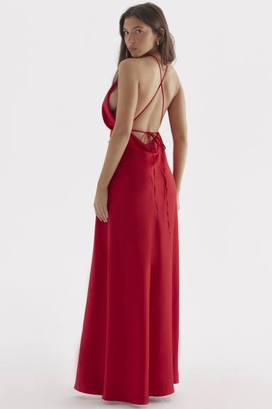vestiario esso House of CB Vestito maxi con spacco sulla coscia con rosa rossa Zanab X44T290