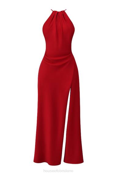 vestiario esso House of CB Vestito maxi con spacco sulla coscia con rosa rossa Zanab X44T290