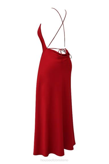 vestiario esso House of CB Vestito maxi con spacco sulla coscia con rosa rossa Zanab X44T290