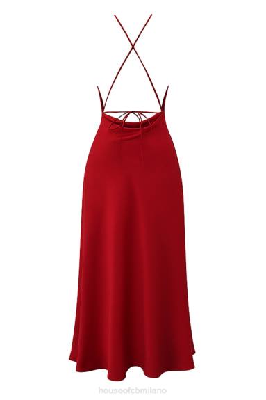 vestiario esso House of CB Vestito maxi con spacco sulla coscia con rosa rossa Zanab X44T290