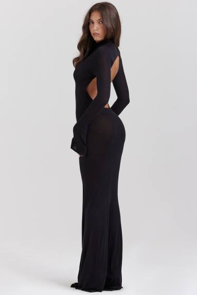 vestiario esso House of CB maxi abito Sancha in maglia nera X44T141