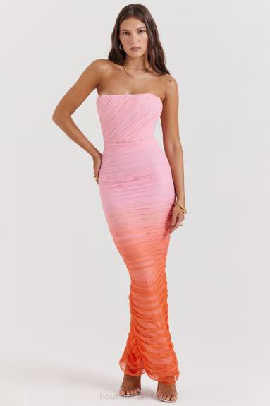 vestiario esso House of CB maxi abito arricciato color zaffiro X44T179