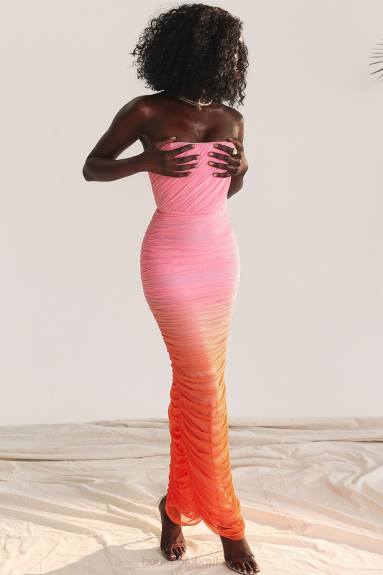 vestiario esso House of CB maxi abito arricciato color zaffiro X44T179
