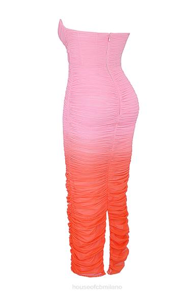 vestiario esso House of CB maxi abito arricciato color zaffiro X44T179