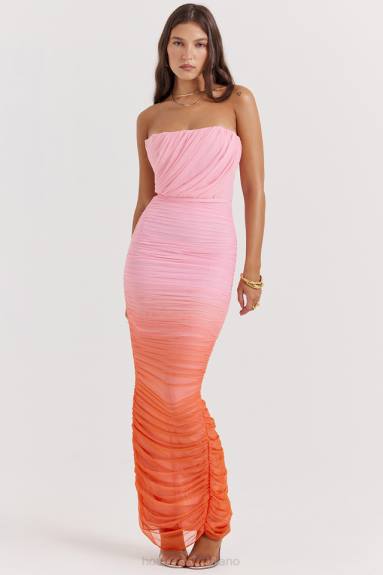 vestiario esso House of CB maxi abito arricciato color zaffiro X44T179