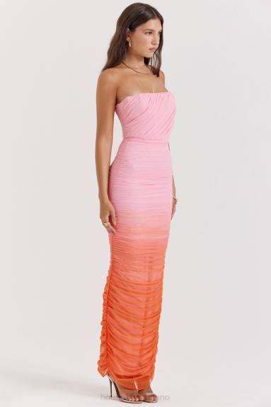 vestiario esso House of CB maxi abito arricciato color zaffiro X44T179