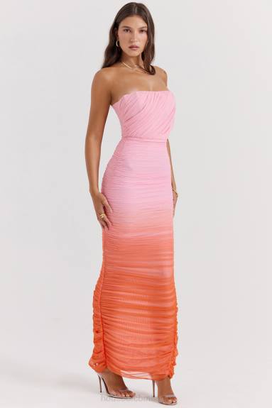 vestiario esso House of CB maxi abito arricciato color zaffiro X44T179