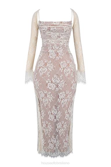 vestiario esso House of CB maxi abito artemis vintage in pizzo color crema X44T133