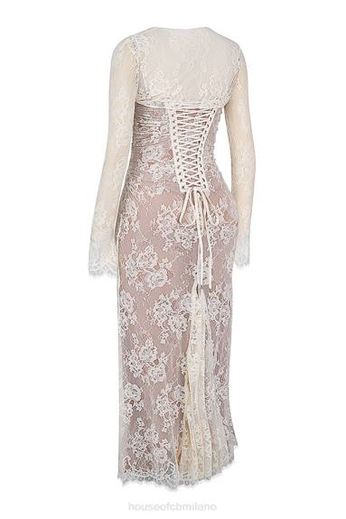 vestiario esso House of CB maxi abito artemis vintage in pizzo color crema X44T133