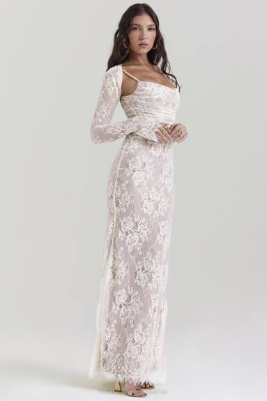 vestiario esso House of CB maxi abito artemis vintage in pizzo color crema X44T133