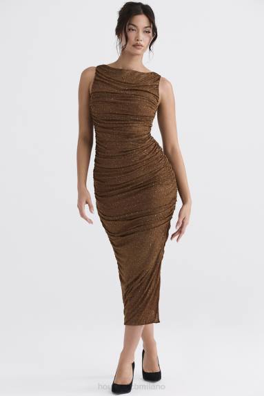 vestiario esso House of CB maxi abito cristallizzato laurie coffee X44T334