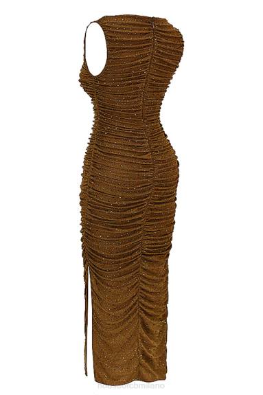 vestiario esso House of CB maxi abito cristallizzato laurie coffee X44T334