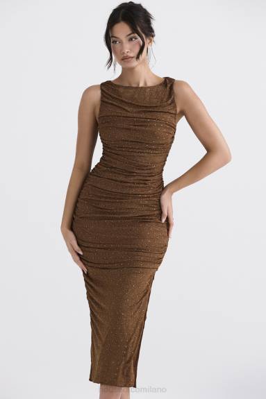 vestiario esso House of CB maxi abito cristallizzato laurie coffee X44T334