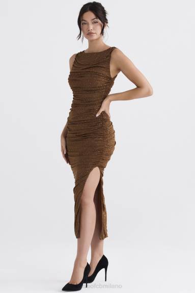 vestiario esso House of CB maxi abito cristallizzato laurie coffee X44T334
