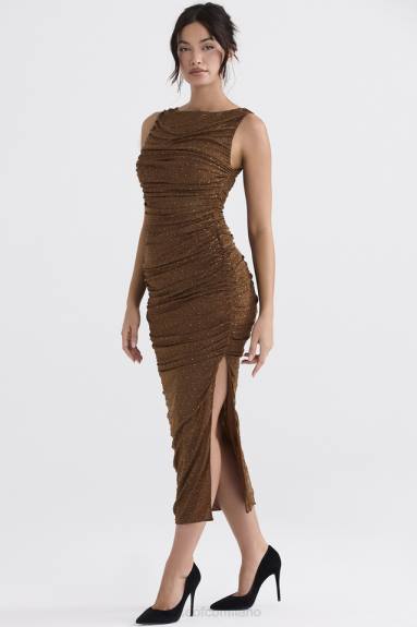 vestiario esso House of CB maxi abito cristallizzato laurie coffee X44T334
