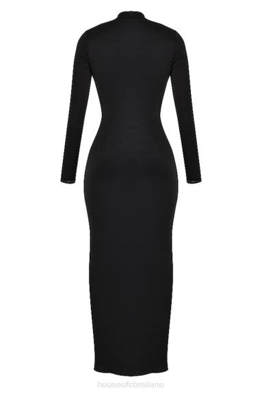 vestiario esso House of CB maxi abito drappeggiato nero saskia X44T274