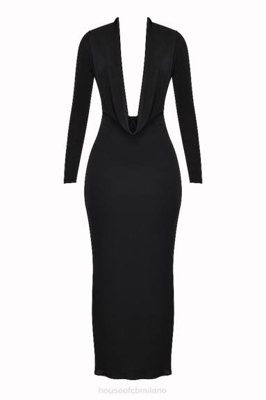 vestiario esso House of CB maxi abito drappeggiato nero saskia X44T274