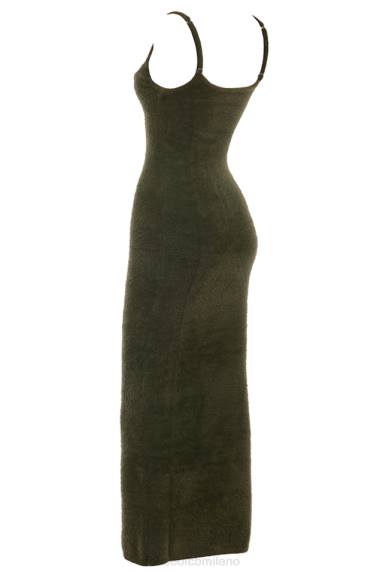 vestiario esso House of CB maxi abito fayette kaki in morbida maglia soffice X44T116