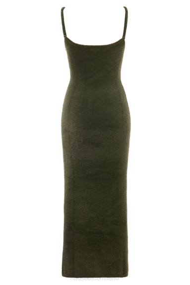 vestiario esso House of CB maxi abito fayette kaki in morbida maglia soffice X44T116