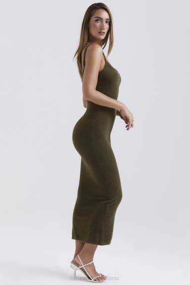 vestiario esso House of CB maxi abito fayette kaki in morbida maglia soffice X44T116