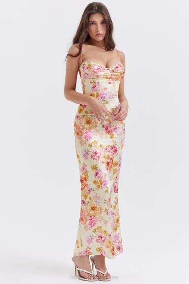 vestiario esso House of CB maxi abito floreale avorio josefina X44T245