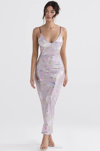 vestiario esso House of CB maxi abito floreale color malva aria X44T328