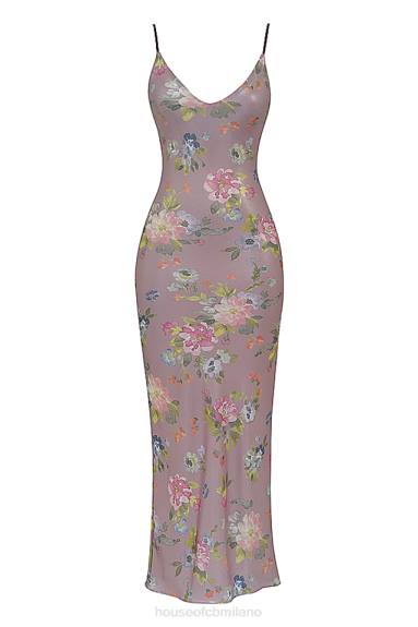 vestiario esso House of CB maxi abito floreale color malva aria X44T328