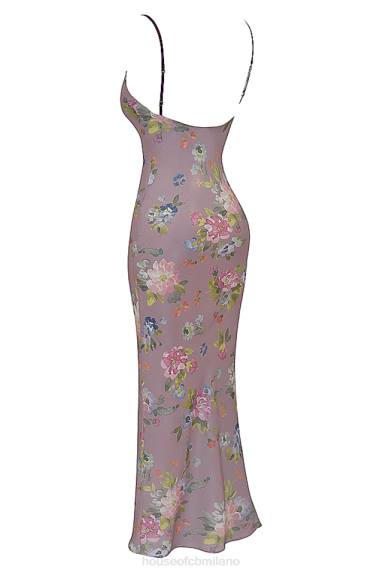 vestiario esso House of CB maxi abito floreale color malva aria X44T328