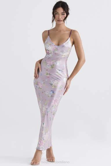 vestiario esso House of CB maxi abito floreale color malva aria X44T328