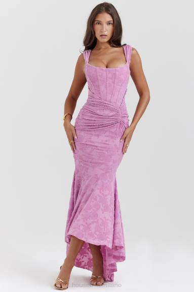 vestiario esso House of CB maxi abito floreale rosa Cesca Rose X44T136