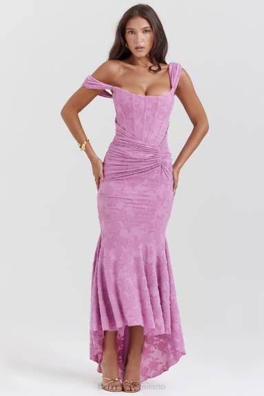vestiario esso House of CB maxi abito floreale rosa Cesca Rose X44T136