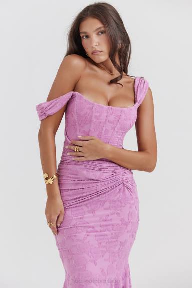 vestiario esso House of CB maxi abito floreale rosa Cesca Rose X44T136