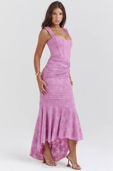 vestiario esso House of CB maxi abito floreale rosa Cesca Rose X44T136
