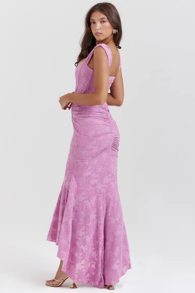 vestiario esso House of CB maxi abito floreale rosa Cesca Rose X44T136