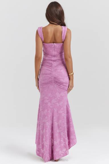 vestiario esso House of CB maxi abito floreale rosa Cesca Rose X44T136