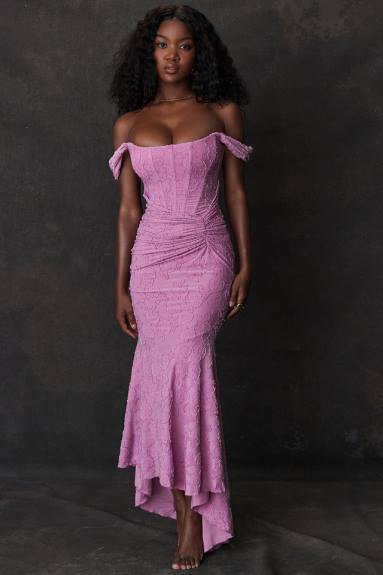 vestiario esso House of CB maxi abito floreale rosa Cesca Rose X44T136