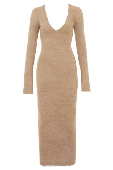 vestiario esso House of CB maxi abito fuzzy color cammello lucille X44T312