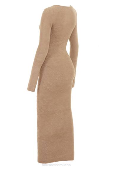 vestiario esso House of CB maxi abito fuzzy color cammello lucille X44T312